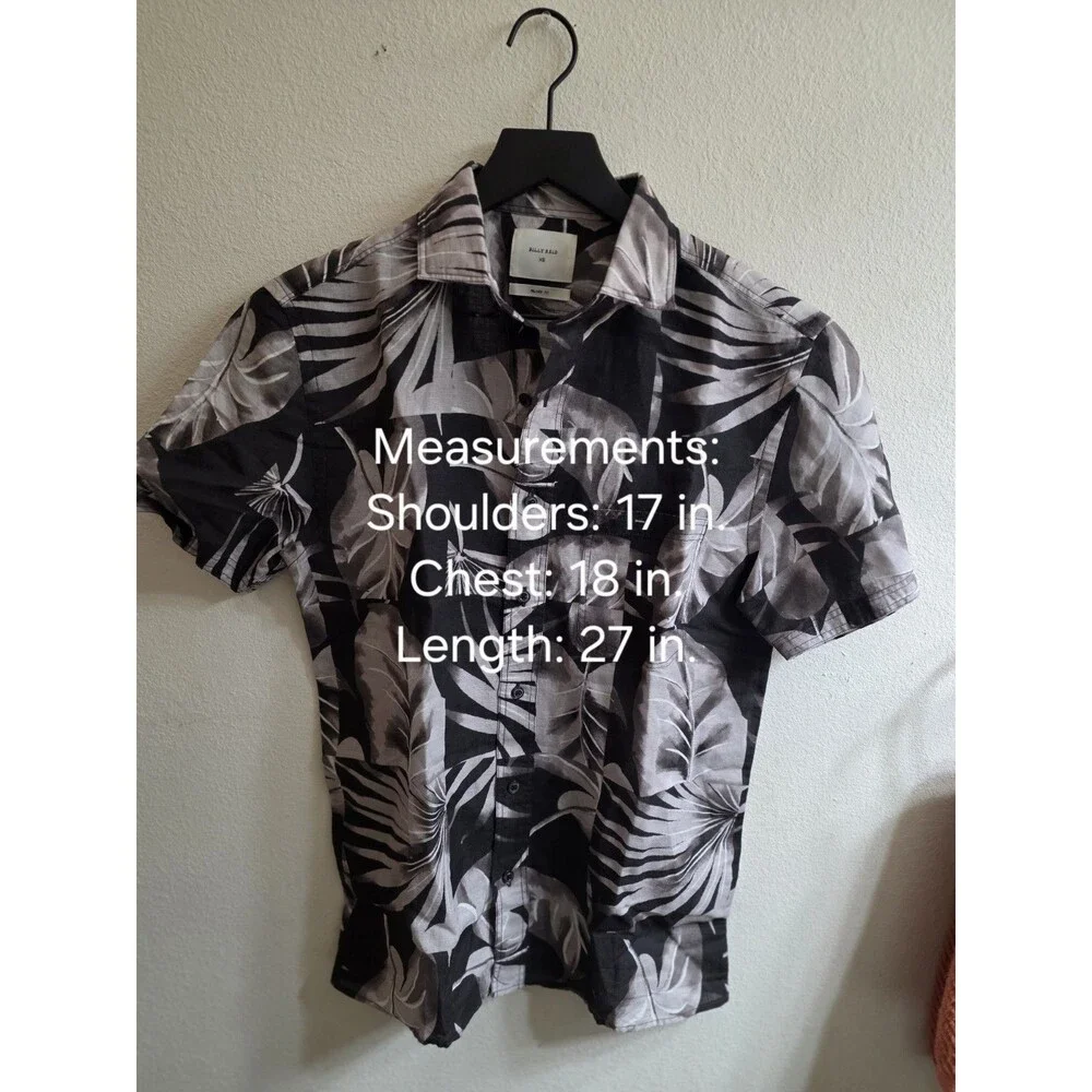 Billy Reid Short Sleeve Tiled Elephant Ear Treme‎ Cotton Linen Shirt MSRP $200 - Picture 6 of 6